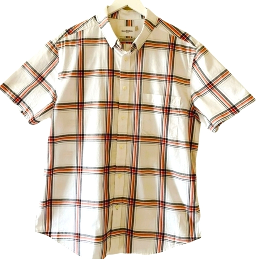 Goodfellow & Co Mens Northrop Short Sleeve Plaid Slim Buttondown‎ Shirt  Large